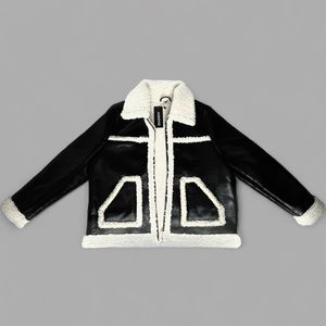 DIASHINY FAUX LEATHER & SHERPA OUTTER/INNER WOMEN’S COAT XL NWT!